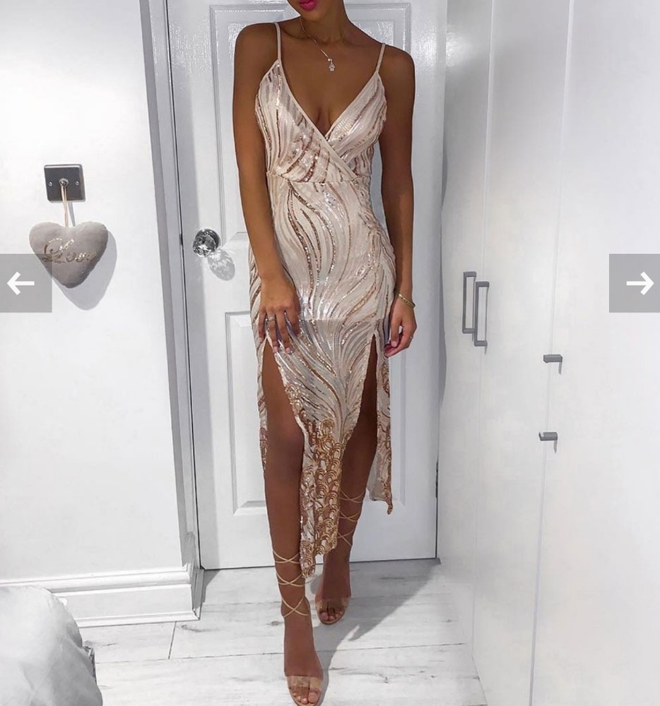 Final Sale!3 left!!sequin  thigh split strappy - Picture 3 of 5